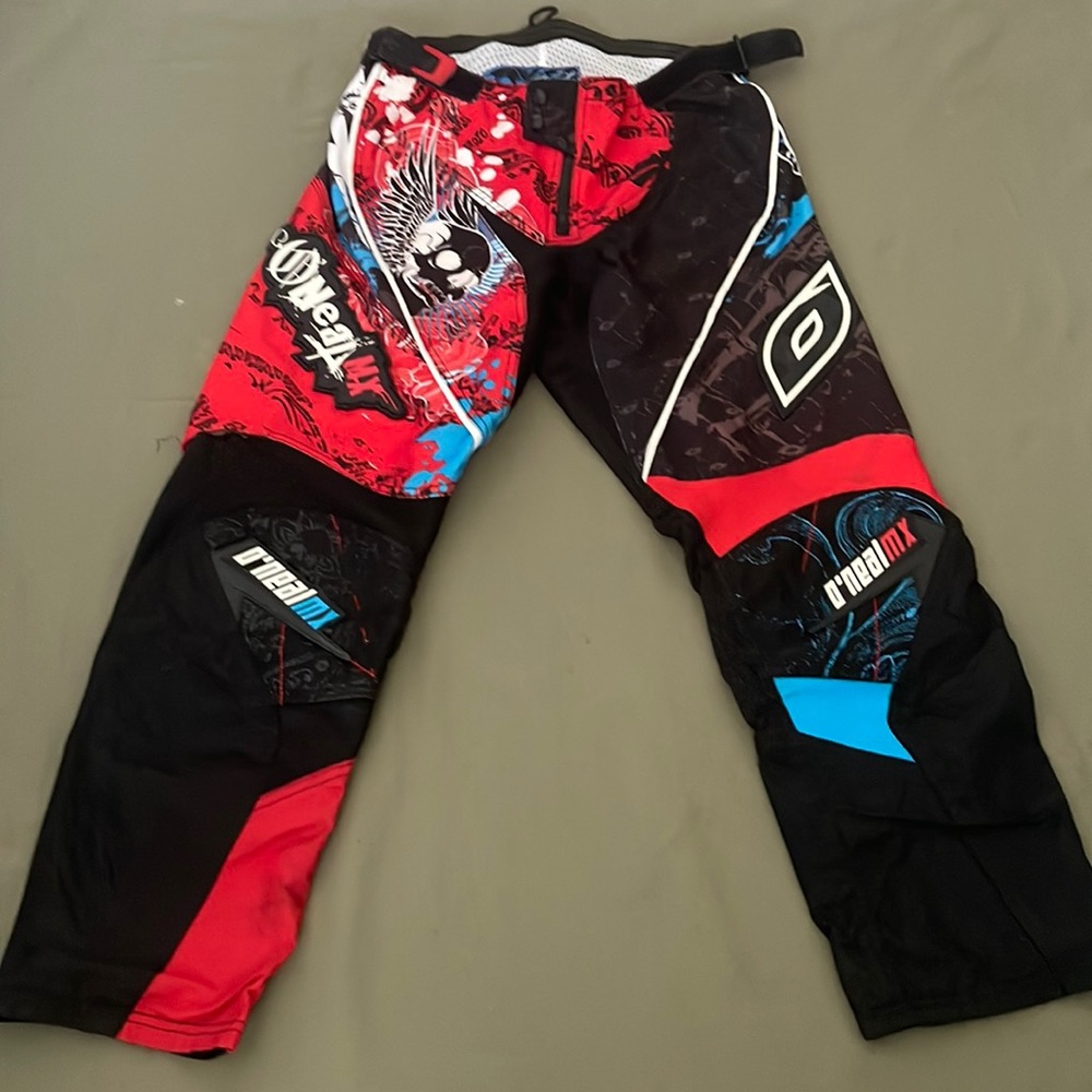 O.NEAL MAYHEM  MX MOTOCROSS Skull & wings printed RIDING  MOTO Pants size 30”